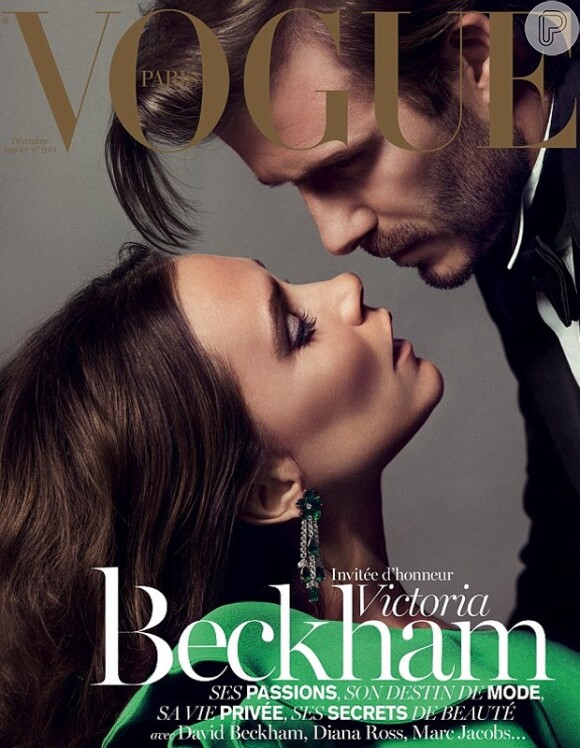 David Beckham e Victoria estampa a capa da edição especial de Natal da 'Vogue Paris' em dezembro