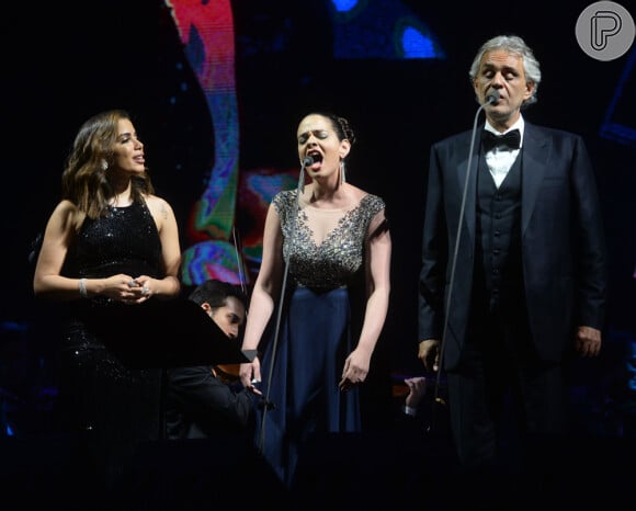 Maria Aleida e Andrea Bocelli fizeram dueto de 'Vivo por Ela', também interpretada por Anitta