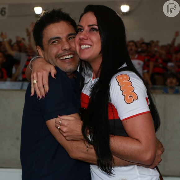 Zezé Di Camargo explica choro da namorada em jogo: 'Nunca tinha ido ao Maracanã'