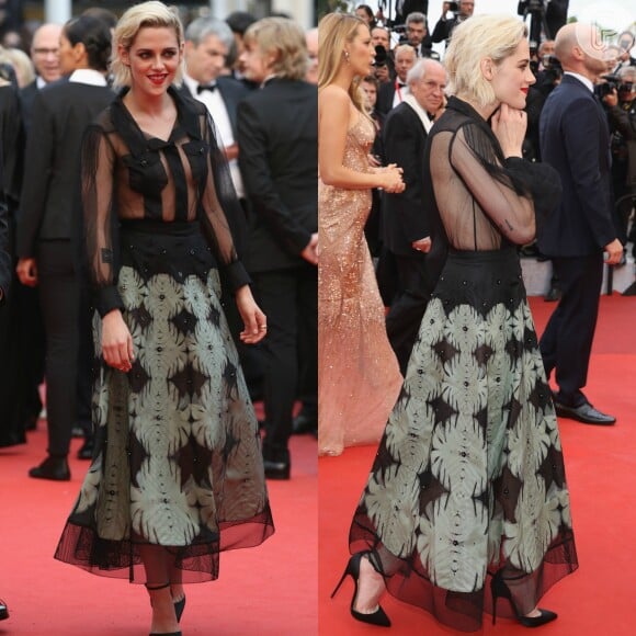 No Festival de Cannes, Kristen Stewart parece ter dispensado o uso de lingerie por baixo do look Chanel