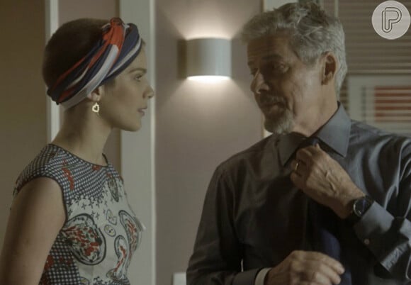 Letícia (Isabella Santoni) exige que Tião (José Mayer) pare de se meter em sua vida, na novela 'A Lei do Amor', a partir de 7 de novembro de 2016