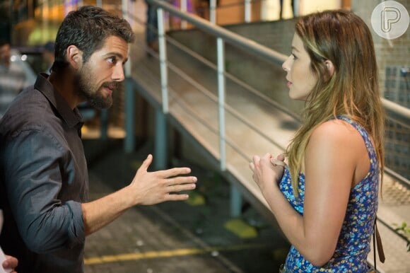 Cesar (Rafael Cardoso) exige que Sirlene (Renata Dominguez) não conte a ninguém sobre o filho que têm juntos e a maneira como terminaram o relacionamento, na novela 'Sol Nascente'
