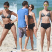 Fernanda de Freitas faz alongamento de biquíni e beija namorado na praia. Fotos!