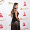 Na noite anterior, Paula Fernandes deixou à mostra um short por baixo do vestido transparente usado em evento pré-Grammy Latino 2016