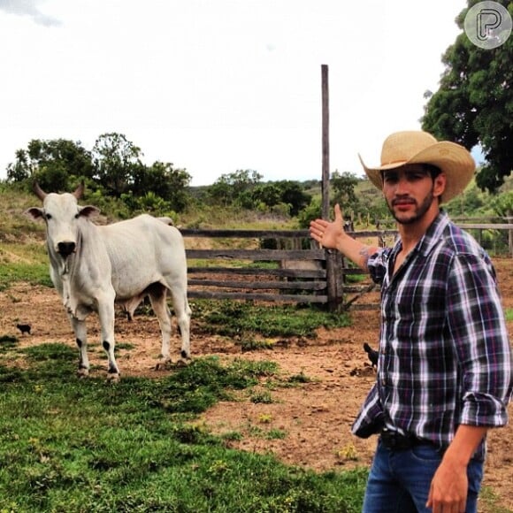 Gusttavo Lima publica foto do seu boi, na fazenda batizada de Balada, em 8 de janeiro de 2013