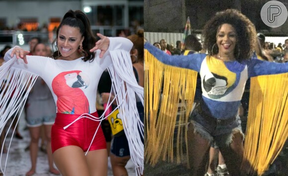 Viviane Araújo e Juliana Alves apostam em looks parecidos em ensaios de Carnaval nesta quinta-feira, dia 12 de janeiro de 2016. Confira abaixo!