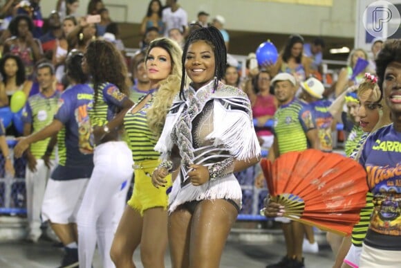 Ludmilla, que vai interpretar Beyoncé na Avenida, mostrou-se animada durante  ensaio da Unidos da Tijuca, na Sapucaí, em 12 de fevereiro de 2017