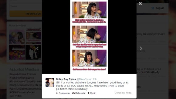 Miley Cyrus alfineta Katy Perry no Twitter e ironiza o término com John Mayer