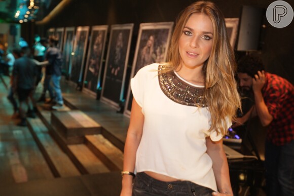 Monique Alfradique na festa de apresentação da coleção Inverno 2014 da marca Triton, em São Paulo, em 20 de março de 2014