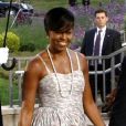 A primeira-dama Michelle Obama escolheu um vestido fresquinho para o jantar para o líderes do G-20 realizado na Pensilvânia, 2009