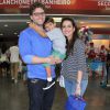 Thiago Fragoso foi com o filho, Benjamin, e a mulher, Mariana, no evento