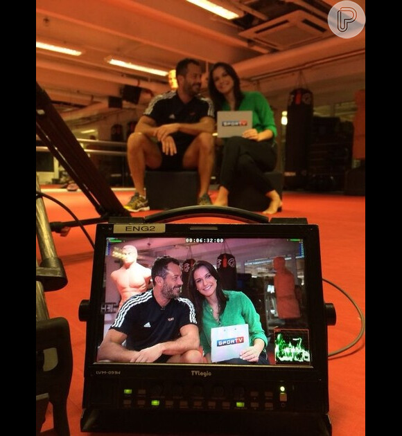 Kyra Gracie e Malvino Salvador gravam quadro 'Vai pra luta com Kyra Gracie', do programa 'Sensei SporTV'