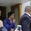 Ian Somerhalder, da série 'The Vampire Diaries', pede que fãs se acalmem ao deixar hotel Emiliano, em Jardim Paulista, Zona Oeste de São Paulo