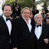 Joseph Blatter lança 'United Passion' ao lado do ator Gerard Depardieu e do diretor Frédéric Auburtin no Festival de Cannes 2014, em 18 de maio de 2014