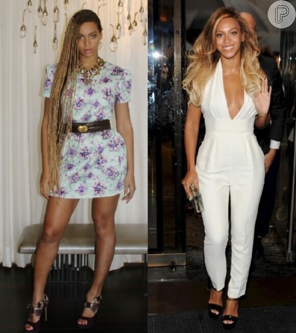 Beyoncé mudou os cabelos em maio e voltou a radicalizar em junho. Neste mês, ela retirou as trancinhas e exibiu os fios escovados durante evento