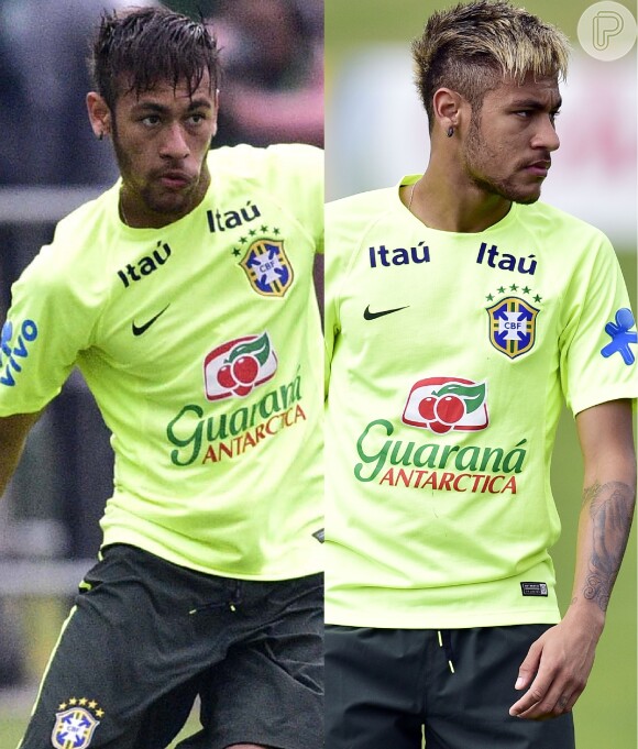 Neymar prometeu mudar o cabelo para a Copa do Mundo e cumpriu. Na primeira semana da competição, o jogador apareceu com os fios loiros