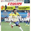 Neymar ganhou destaque nos jornais do mundo todo desta sexta-feira, 13 de junho de 2014. O jornal francês 'L'Equipe' estampou uma foto do jogador do Barcelona na capa, comemorando um gol, e legendou: 'Neymar Superstar'
