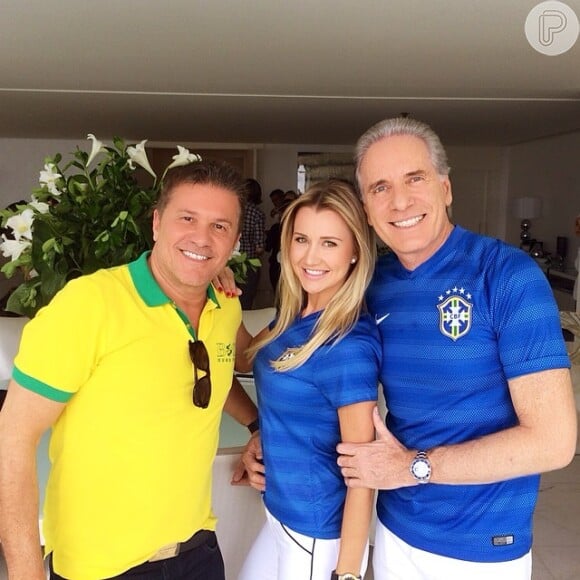 Roberto Justus e a namorada, a modelo Ana Paula Siebert, estão em Belo Horizonte para torcer pelo Brasil