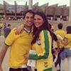 A modelo Daniella Sarahyba compartilha uma foto no Instagram no momento em que chega ao estádio na companhia do irmão, Flavio Sarahyba: 'Quanta emoção! Direto do Mineirão!!!'