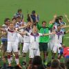 Jogadores da Alemanha comemoraram muito a vitória após o jogo contra Argentina