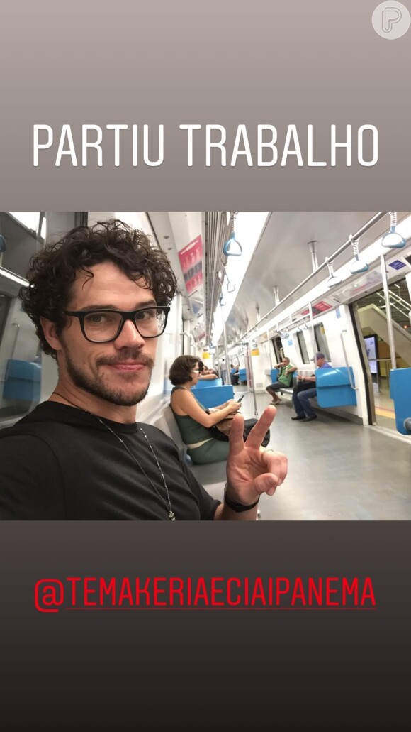 José Loreto foi de metrô para a inauguração de seu restaurante em Ipanema, na zona sul do Rio, nesta quarta-feira, 13 de junho de 2018