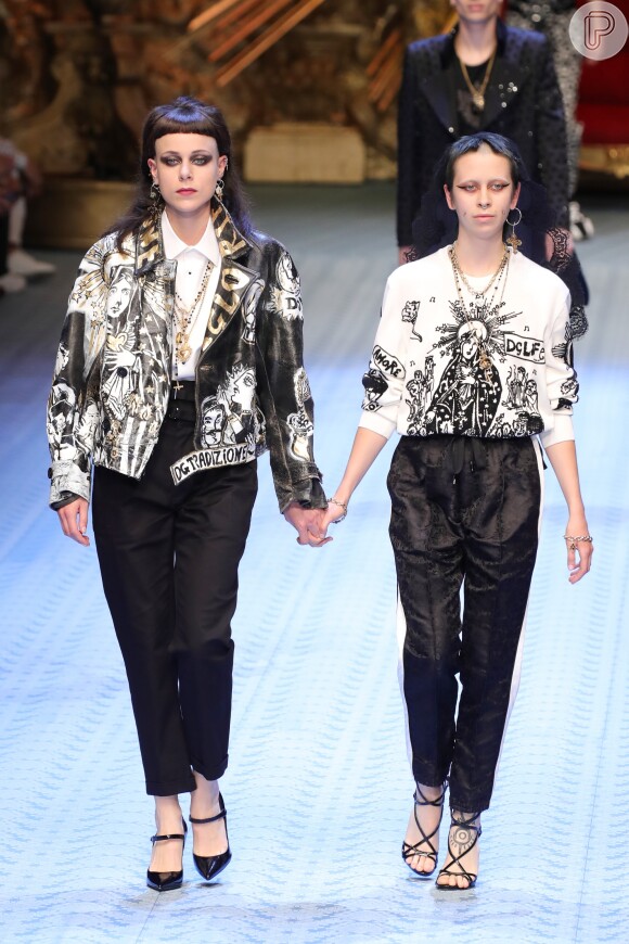 Desfilando juntos, todos os tipos de casal foram representados nas passarelas da Dolce & Gabbana