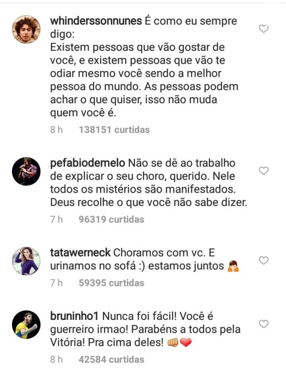 Tatá Werneck, Whindersson Nunes e outros amigos elogiam Neymar nos comentários de post