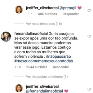 Famosos prestaram apoio a Jeniffer Oliveira no Instagram após a atriz revelar agressão de Douglas Sampaio