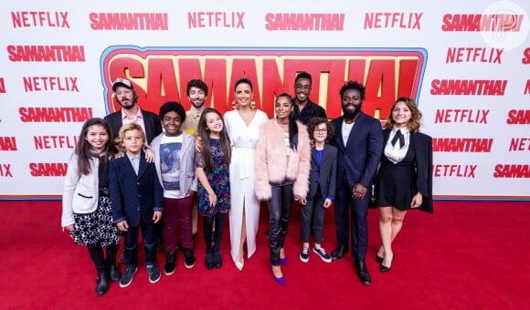 O elenco na première da série 'Samantha!', da Netflix, no shopping JK Iguatemi, em São Paulo, na noite desta terça-feira, 26 de junho de 2018
