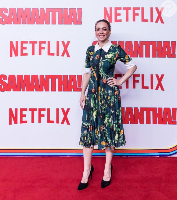 Laila Garin na première da série 'Samantha!', da Netflix, no shopping JK Iguatemi, em São Paulo, na noite desta terça-feira, 26 de junho de 2018
