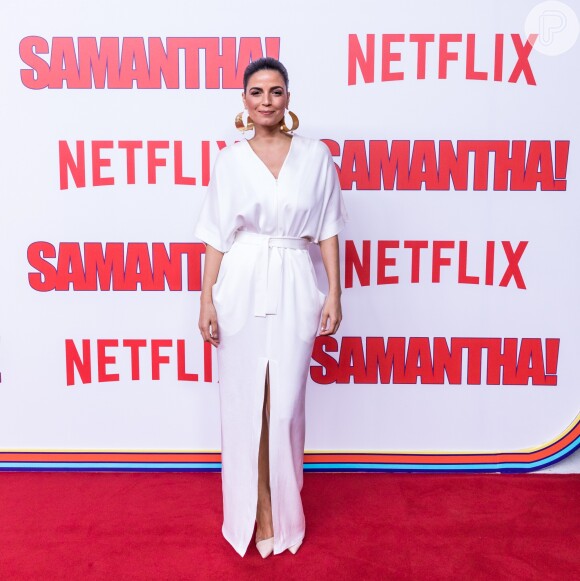 Emanuelle Araújo na première da série 'Samantha!', da Netflix, no shopping JK Iguatemi, em São Paulo, na noite desta terça-feira, 26 de junho de 2018
