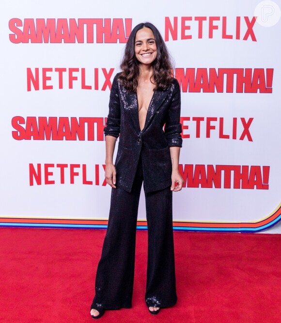 Alice Braga na première da série 'Samantha!', da Netflix, no shopping JK Iguatemi, em São Paulo, na noite desta terça-feira, 26 de junho de 2018
