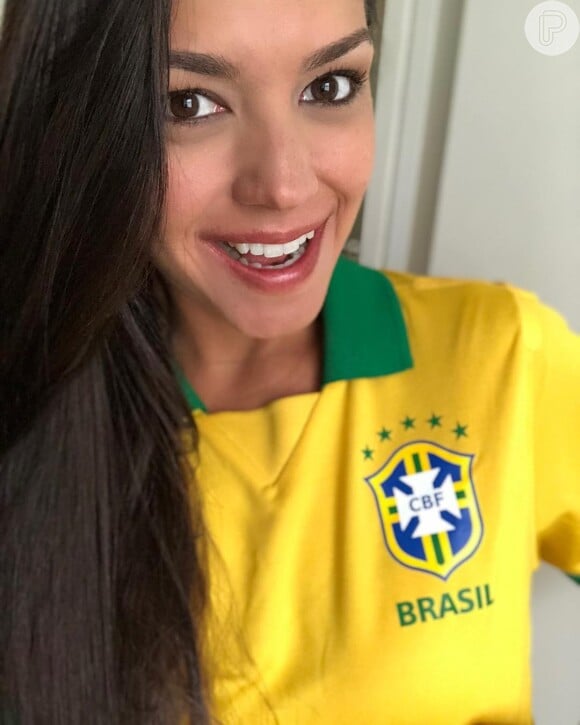 'Bora, Brasil!', escreveu Thais Fersoza em postagem antes do jogo do Brasil contra a Sérvia nesta quarta-feira, dia 27 de junho de 2018