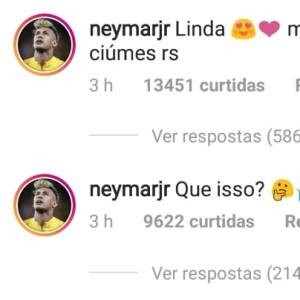 'Que isso? Linda. Mas fiquei com ciúmes', disse Neymar