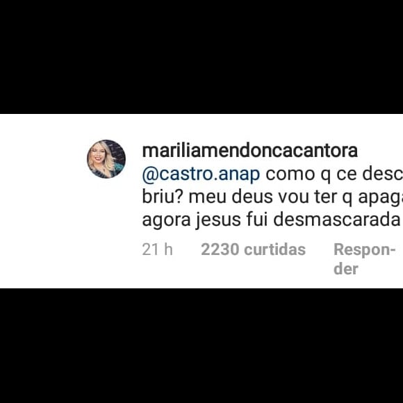 Marília Mendonça rebate comentário de seguidora