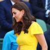 Kate Middleton acompanha o marido, príncipe William, na final masculina em Wimbledon, em Londres, na Inglaterra, neste domingo, 15 de julho de 2018