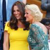 Kate Middleton acompanha o marido, príncipe William, na final masculina em Wimbledon, em Londres, na Inglaterra, neste domingo, 15 de julho de 2018