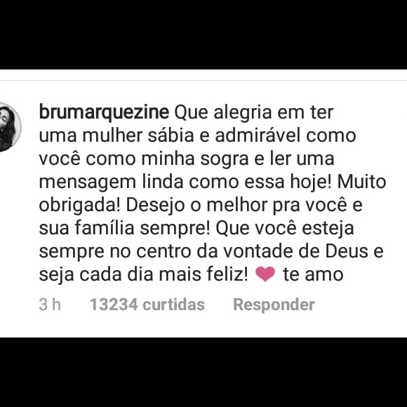 Bruna Marquezine comenta post da mãe de Neymar