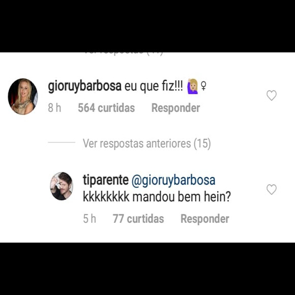 Mãe de Marina Ruy Barbosa brinca em comentário