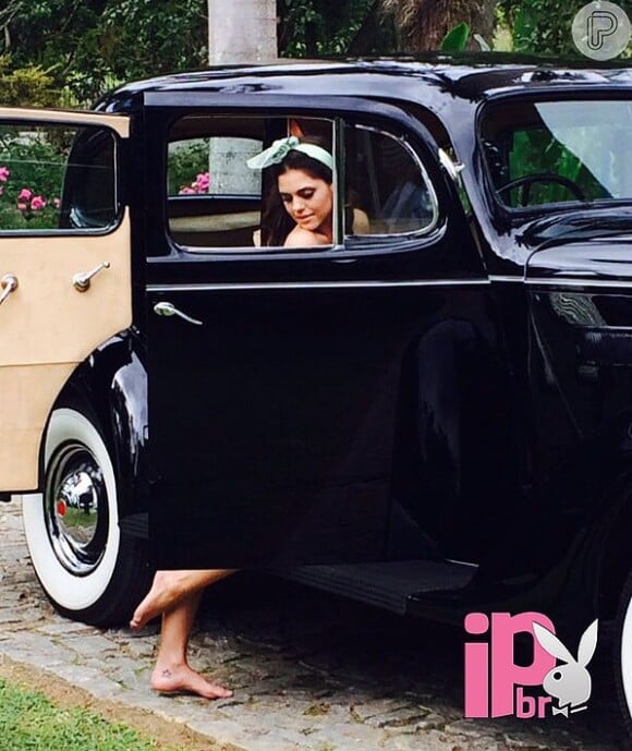 Jessika Alves posa em carro retrô para ensaio nu da 'Playboy'