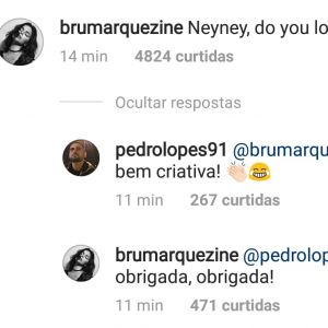 Bruna Marquezine brincou ao comentar em foto do namorado, Neymar, no Instagram