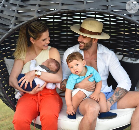 Andressa Suita e Gusttavo Lima são pais de Samuel, de 1 mês, e Gabriel, de 1 ano