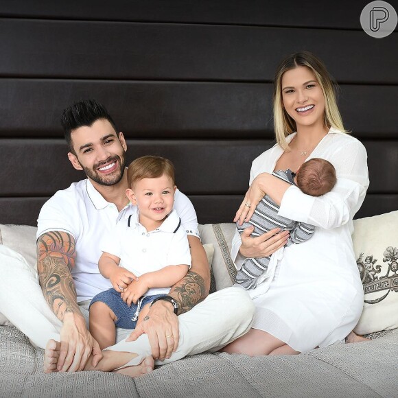 Gusttavo Lima e Andressa Suita são pais de Gabriel, de 1 ano, e Samuel, de 1 mês