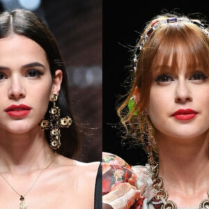 Nesta manhã, Bruna Marquezine desfilou pela Dolce & Gabbana ao lado de Marina Ruy Barbosa