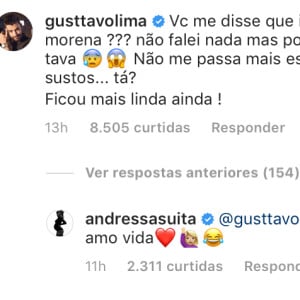 Andressa Suita prega peça em Gusttavo Lima