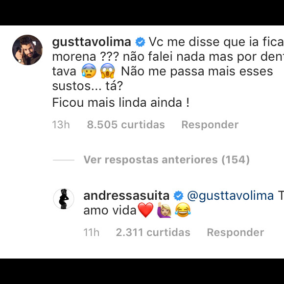 Andressa Suita prega peça em Gusttavo Lima