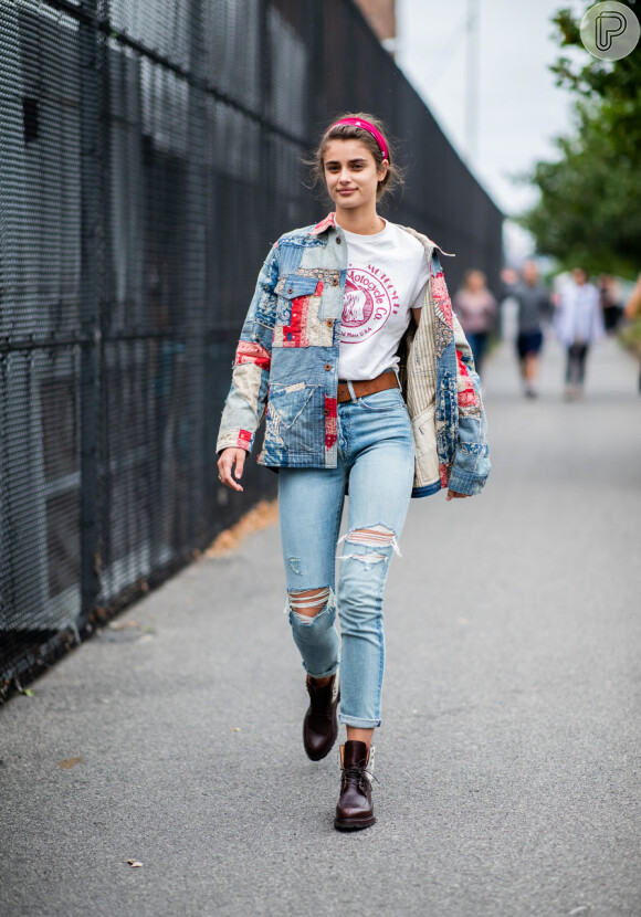 Durante a Semana de Moda de Nova York, foi possível ver a tendência patchwork nas jaquetas jeans