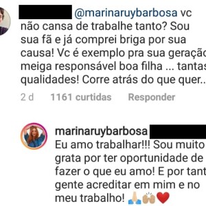 Marina Ruy Barbosa foi questionada por um fã sobre emendar trabalhos