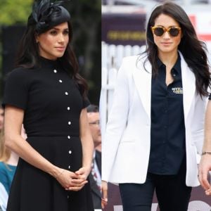 Clássico ou despojado? Meghan Markle usa preto em looks diferentes no sábado, dia 20 de outubro de 2018