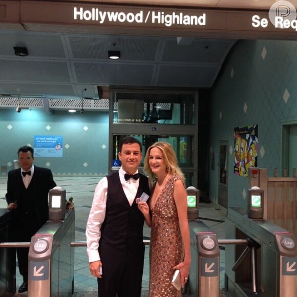 Comediante Jimmy Kimmel chegou ao Emmy Awards 2014 de metrô